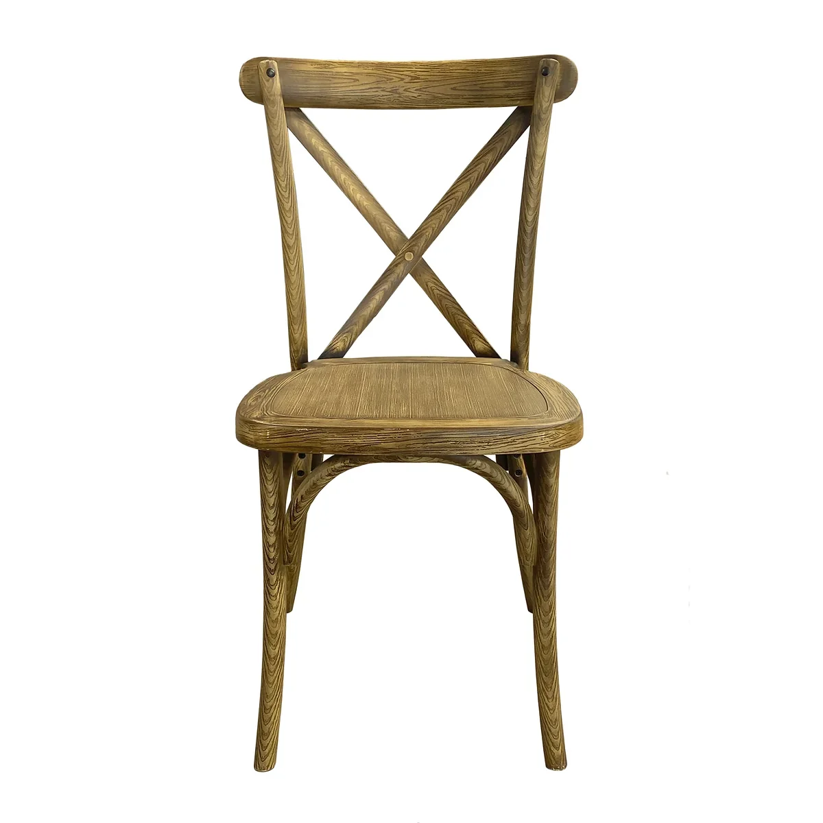 Oak resin cross-back chair rental in Hamilton