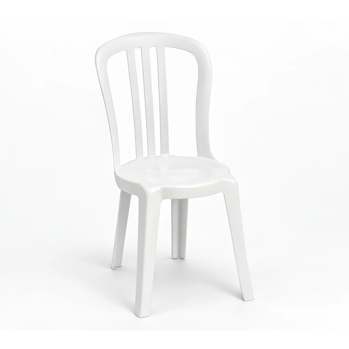White resin bistro chair rental in Hamilton