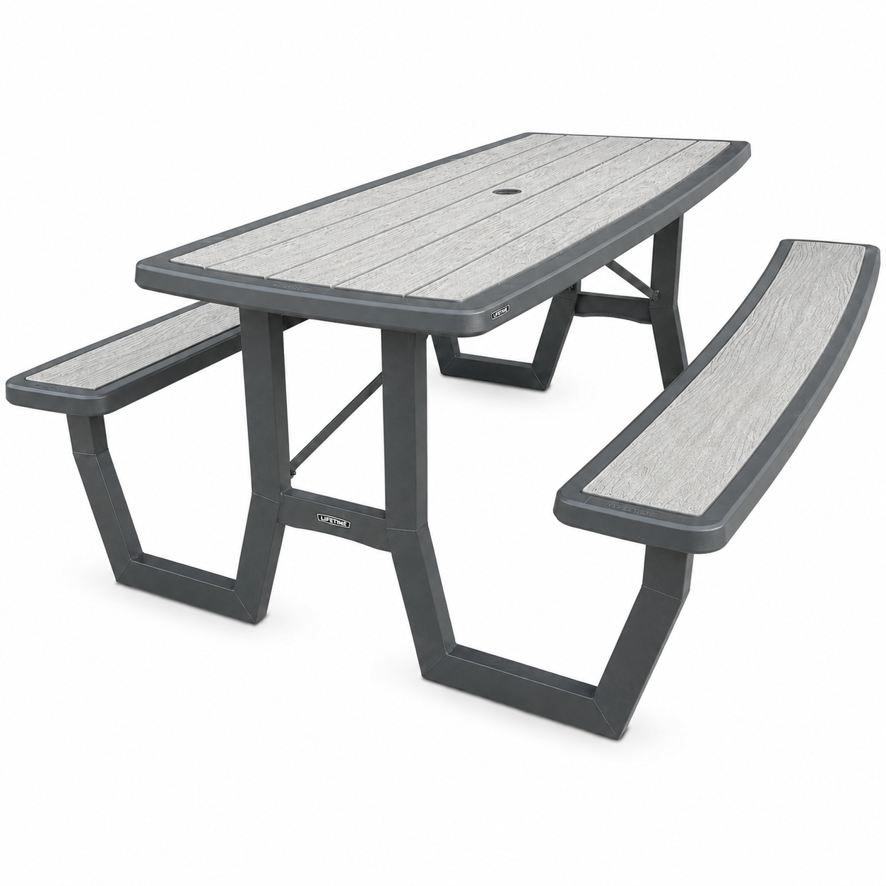 6 foot folding picnic table rental with attached benches in Hamilton