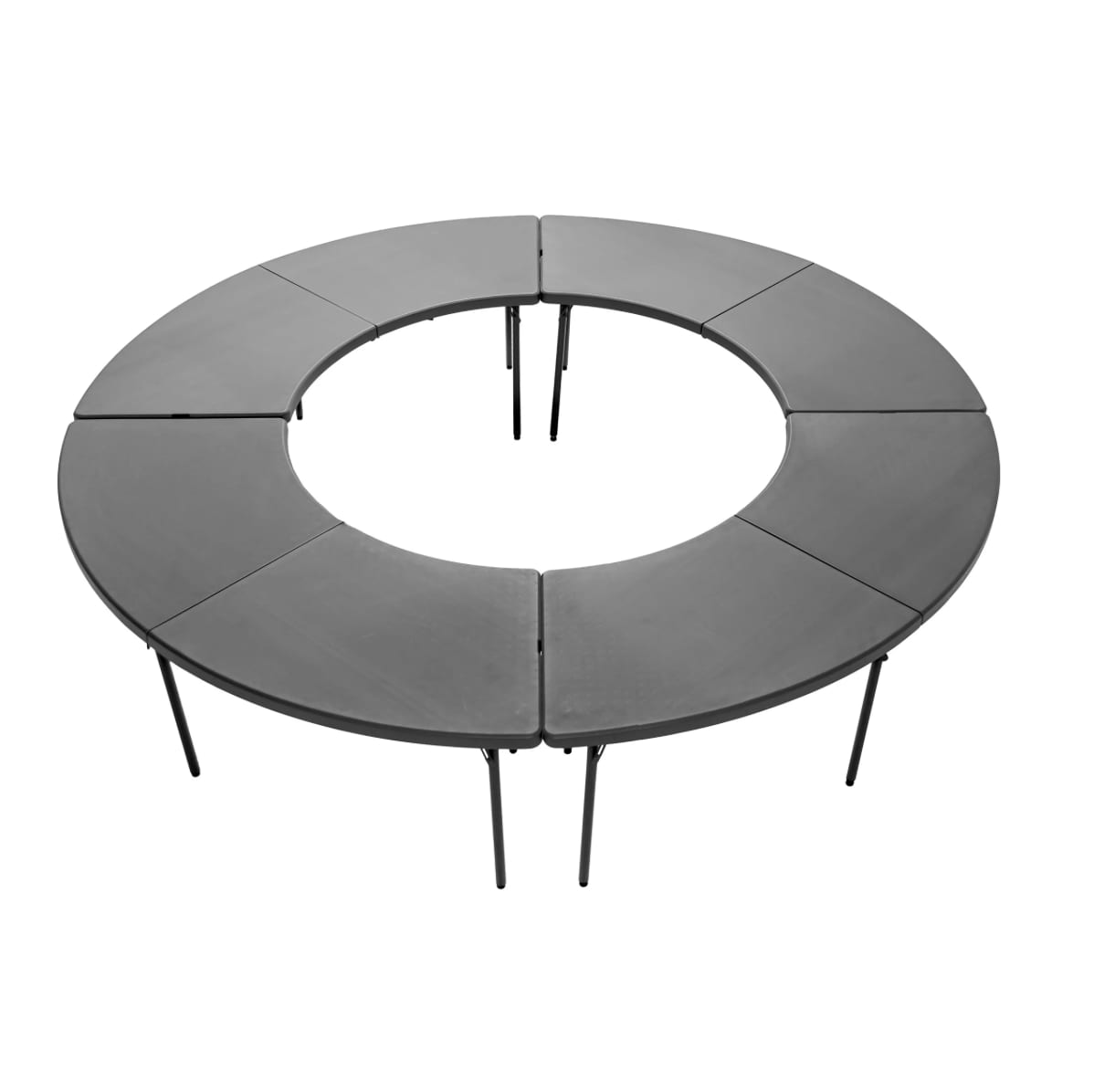 Serpentine moon tables forming a full circle