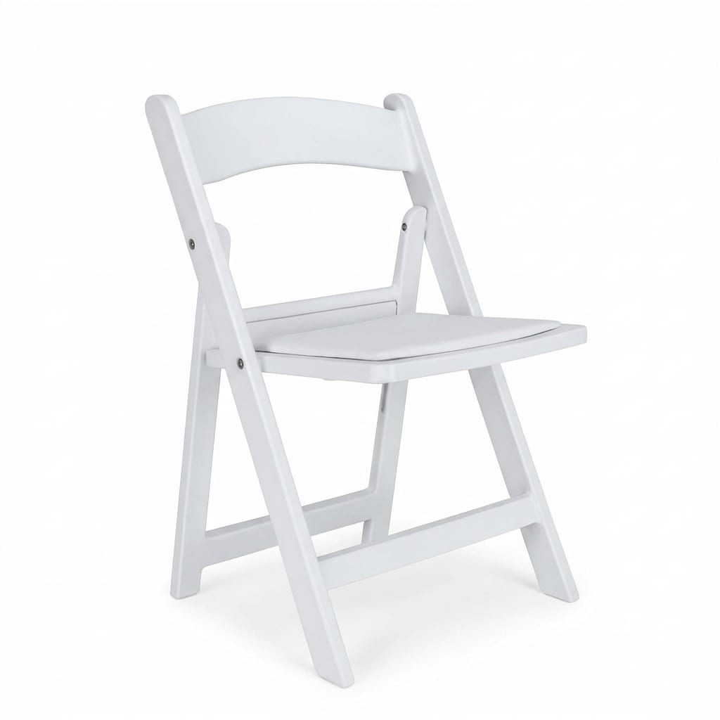 White kids resin padded chair sized for younger guests
